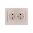                  Розетка RAIN двойная с заземлением керамика жемчужно-белый перламутр
               