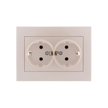 Розетка RAIN двойная с заземлением керамика жемчужно-белый перламутр