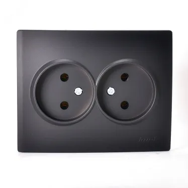 KARINA Розетка двойная б/з керамика чёрный бархат (10шт/120шт)