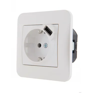 KARINA Розетка с/з + USB разъём жемчужно-белый перламутр (10шт/120шт)