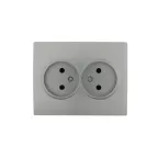 KARINA Розетка двойная б/з керамика матовое серебро (10шт/120шт)
