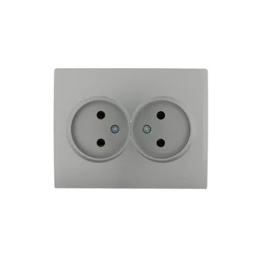 KARINA Розетка двойная б/з керамика матовое серебро (10шт/120шт)