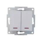 KARINA Выключатель двойной с подсветкой белый (10шт/120шт)