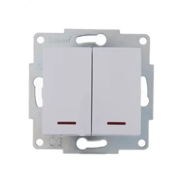 KARINA Выключатель двойной с подсветкой белый (10шт/120шт)