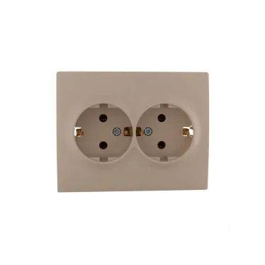 KARINA Розетка двойная с/з керамика крем (10шт/120шт)