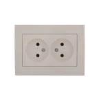 Розетка RAIN двойная б/з керамика белая