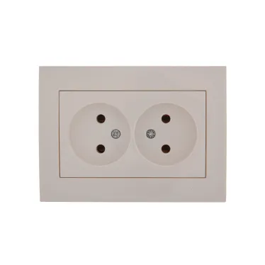 Розетка RAIN двойная б/з керамика белая