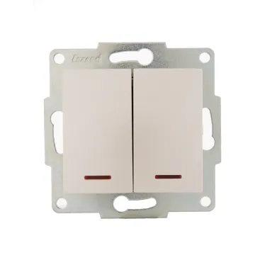 KARINA Выключатель двойной с подсветкой жемчужно-белый перламутр (10шт/120шт)