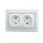 MIRA Розетка двойная без заземления белая с серой вставкой