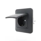                  KARINA Розетка с/з с крышкой керамика чёрный бархат (10шт/120шт)
               