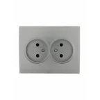 KARINA Розетка двойная б/з ПБТ матовое серебро (10шт/120шт)