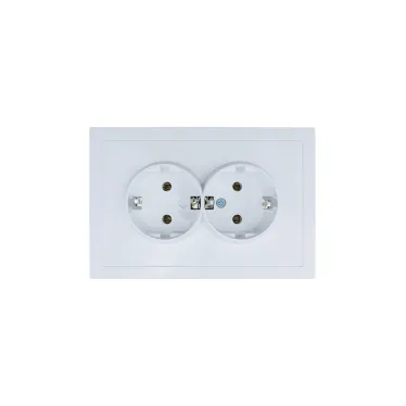ZIMA Розетка 2-ая с/з ПБТ белая безвинтовой зажим/клемма LEZARD