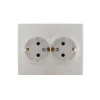 KARINA Розетка двойная с/з керамика жемчужно-белый перламутр (10шт/120шт)