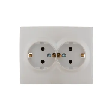 KARINA Розетка двойная с/з керамика жемчужно-белый перламутр (10шт/120шт)