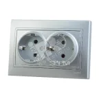                  MIRA Розетка двойная с заземлением металлик серая
               