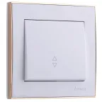 Выключатель RAIN проходной белый с боковой вставкой золото