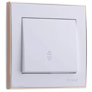 Выключатель RAIN проходной белый с боковой вставкой золото