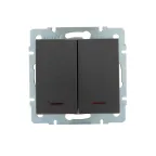 Выключатель RAIN двойной с подсветкой черный графит матовый механизм