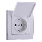                  RAIN Розетка с заземлением с крышкой керамика белая с боковой вставкой хром
               