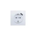 ZIMA Розетка с/з + USB разъем белая LEZARD