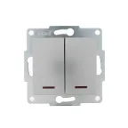 KARINA Выключатель двойной с подсветкой матовое серебро (10шт/120шт)