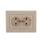 Розетка RAIN двойная с/з керамика крем