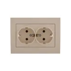 Розетка RAIN двойная с/з керамика крем