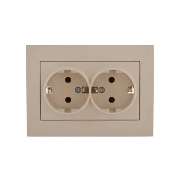 Розетка RAIN двойная с/з керамика крем