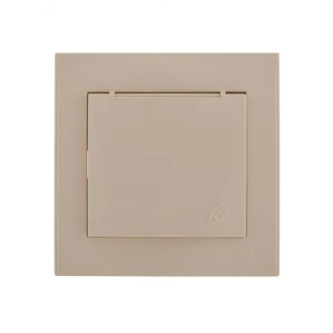 Розетка RAIN с/з с крышкой керамика крем