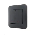 KARINA Выключатель двойной с подсветкой чёрный бархат (10шт/120шт)