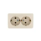 VIOLA Розетка двойная с/з закрытый корпус керамика крем (12шт/144шт)