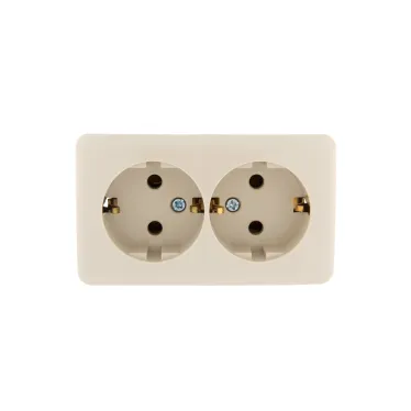 VIOLA Розетка двойная с/з закрытый корпус керамика крем (12шт/144шт)