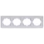 RAIN Рамка 4 поста горизонтальная белая с боковой вставкой хром