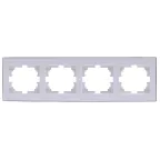 RAIN Рамка 4 поста горизонтальная белая с боковой вставкой хром