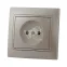 Мира Розетка без заземления керамика жемчужно-белый перламутр со вставкой