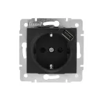 KARINA Розетка с/з + USB разъём чёрный бархат (10шт/120шт)