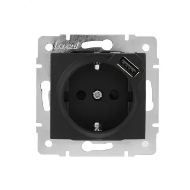 KARINA Розетка с/з + USB разъём чёрный бархат (10шт/120шт)