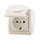                  HATA Розетка с заземлением с крышкой белая
               