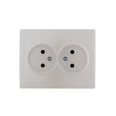 KARINA Розетка двойная б/з керамика жемчужно-белый перламутр (10шт/120шт)