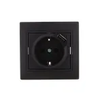 MIRA Розетка с\з +USB чёрный бархат со вставкой (10шт/120шт)