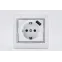 Розетка Мира с/з 16A с USB 2.1A скрытой установки белая с серой вставкой