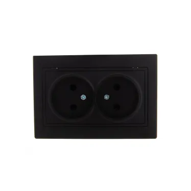 MIRA Розетка двойная б/з керамика чёрный бархат со вставкой (10шт/120шт)