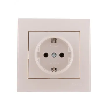 Розетка RAIN с заземлением керамика жемчужно-белый перламутр