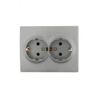 KARINA Розетка двойная с/з керамика матовое серебро (10шт/120шт)