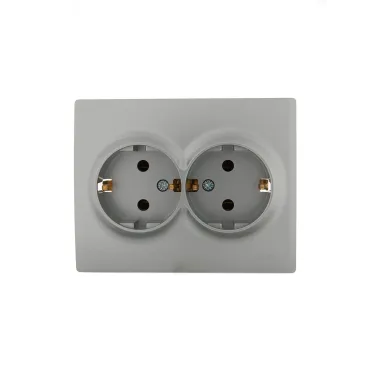 KARINA Розетка двойная с/з керамика матовое серебро (10шт/120шт)