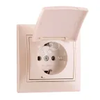                  MIRA Розетка с заземлением с крышкой керамика жемчужно-белый перламутр со вставкой
               