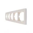 Рамка RAIN пятерная горизонтальная жемчужно-белый перламутр с боковой вставкой