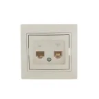 Розетка телефон/компьютер RJ45+RJ11 бежевая с вставкой