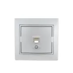 MIRA Розетка компьютерная металлик серая со вставкой