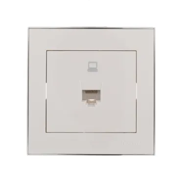 RAIN Розетка компьютерная белая с боковой вставкой хром